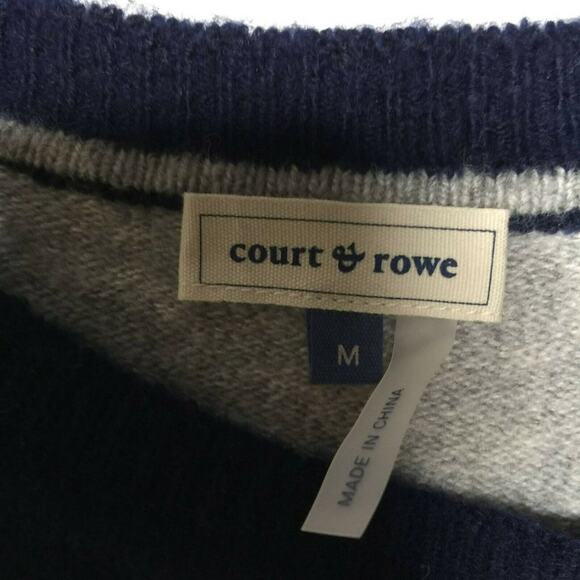 Court & Rowe Pullover Sweater Stretch Argyle Grey Blue Medium Merino Wool NEW - Picture 6 of 7